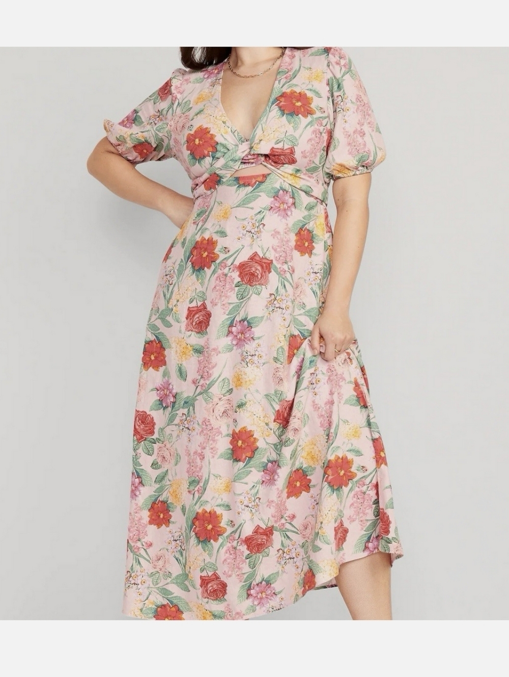 Old Navy Floral Linen-blend Twist Front Maxi Dress